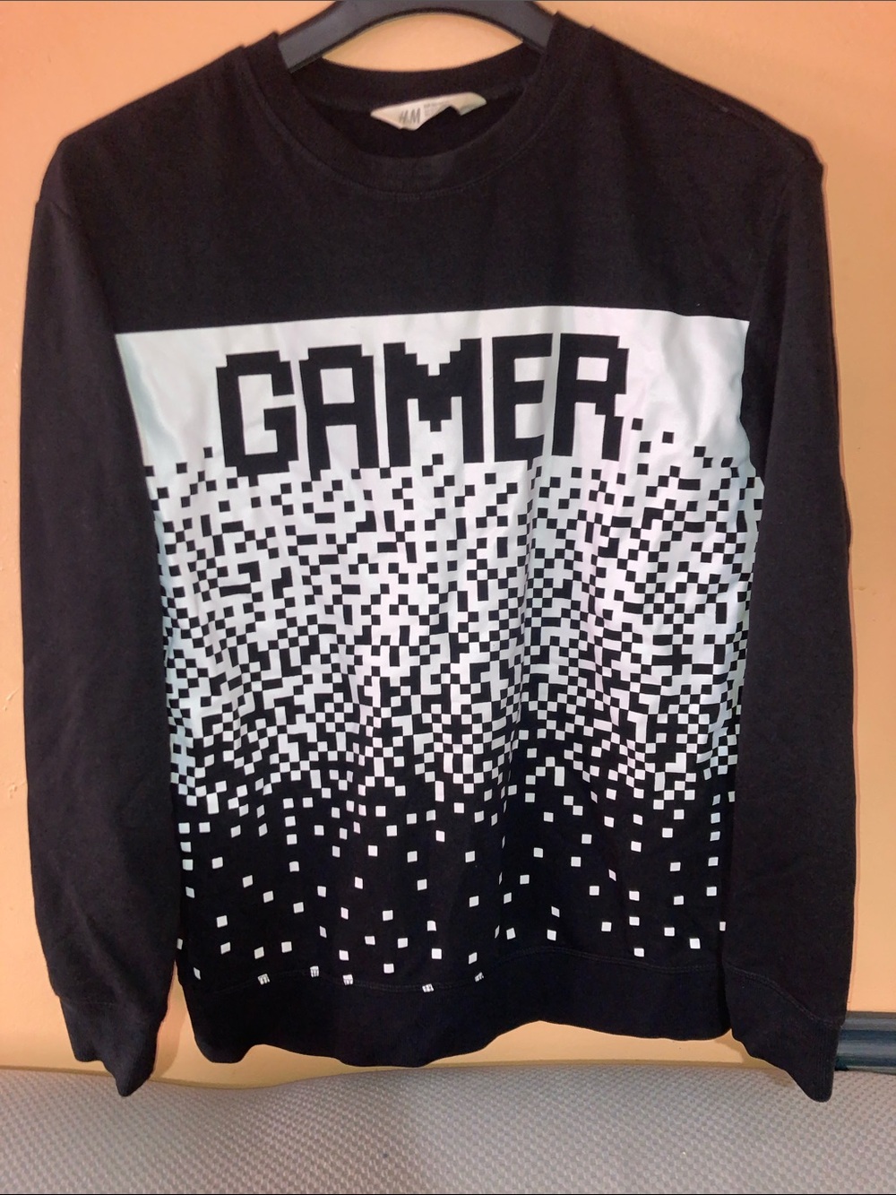 H&M Black and White Gamer Pixel Sweatshirt